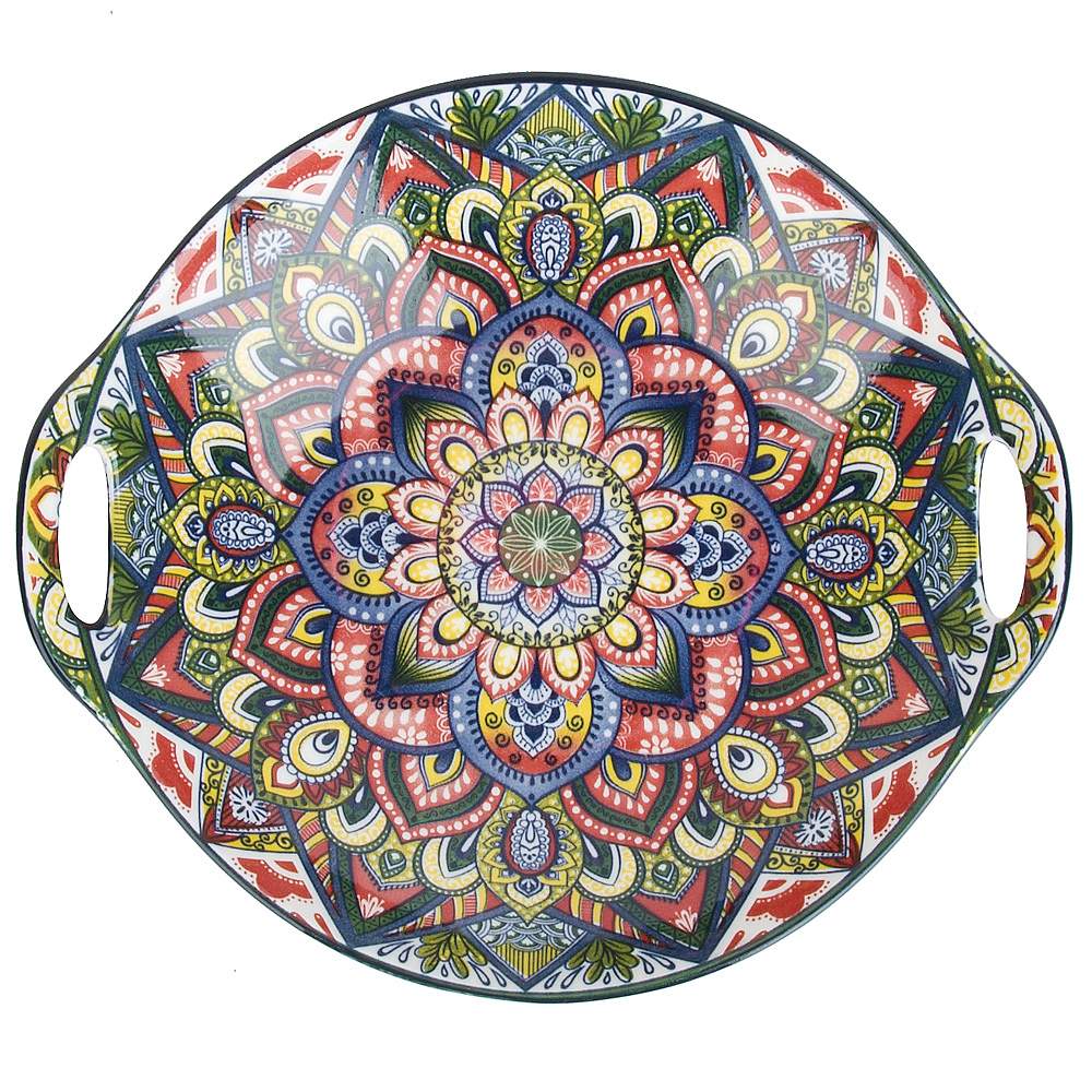 NOUVELLE HOME Arabesque синий Блюдо 0860082 с ручками 22,5х20,5х4,5см