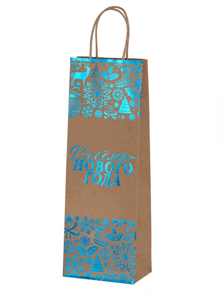 ФЕНИКС ПРЕЗЕНТ Пакет подарочный НГ 82589 крафт Праздник 12,8х36х8,3см