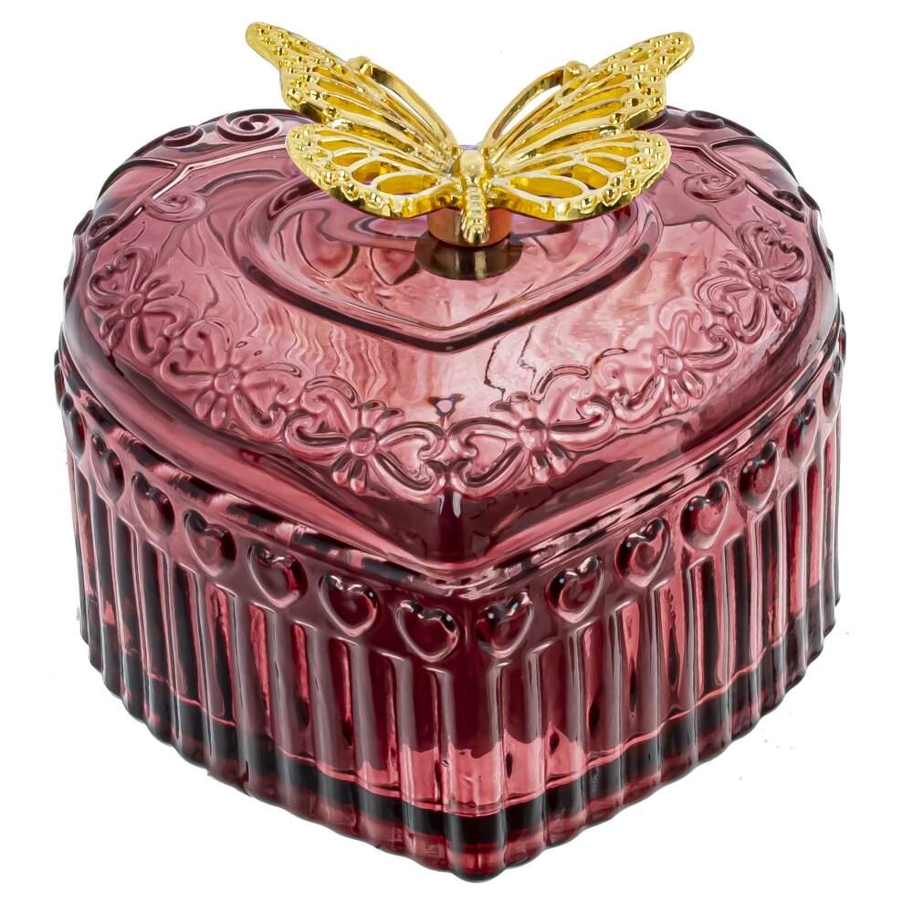 REMECO COLLECTION Шкатулка 804962 Бабочка стекло/металл 9х9х7,5см