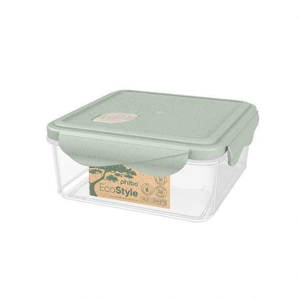БЫТПЛАСТ Контейнер 433121636 Phibo Eco Style д/СВЧ 1000мл с клапаном 160x160x70мм зеленый флэк 