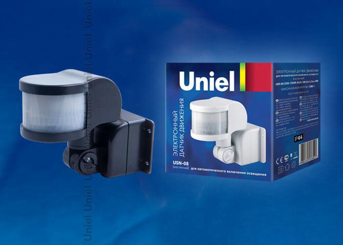 Датчик движения Uniel  USN-08-220R-1200W-3LUX-12M-0,6-1,5m/s-BL  02637