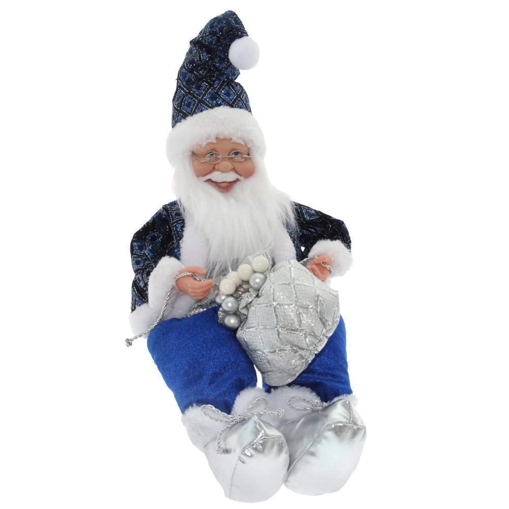 REMECO COLLECTION Дед Мороз 754201 музыкальный с функцией движения синий/серебро 18х20х30/50см 