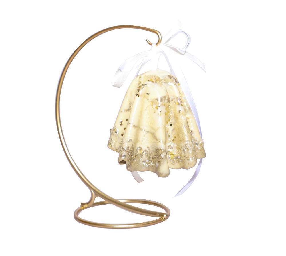 Колокольчик бежевый с золотом 10см