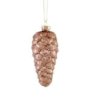 DECOLINE Игрушка елочная Шишка EBD843596-brown с глиттером коричневый 5,5х13см (стекло) 