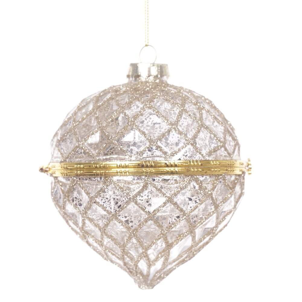 REMECO COLLECTION Игрушка елочная Луковица 826455 Сеточка Винтаж золото стекло 10х10х12см