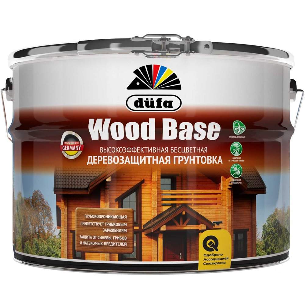 Грунт Dufa Wood Base с биоцидом бесцветная д/защиты древесины 9л