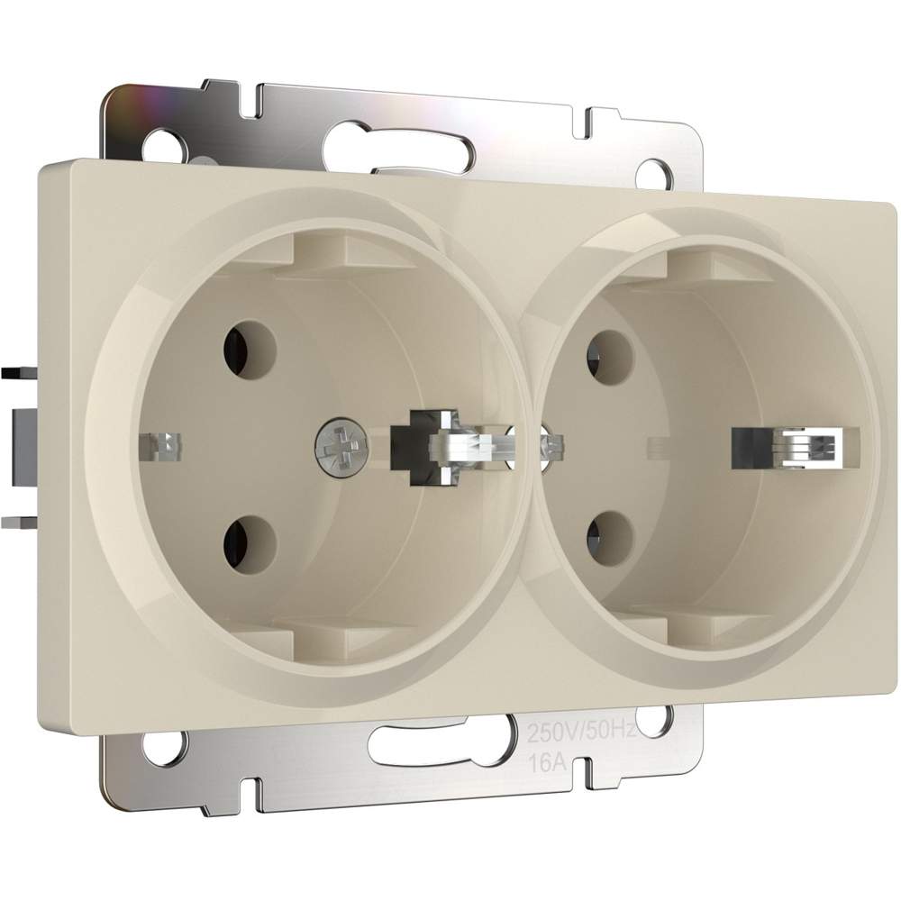 Розетка  Frame 2Р с/з  сл. кость  WL03-SKG-02-IP20  -  W1172003