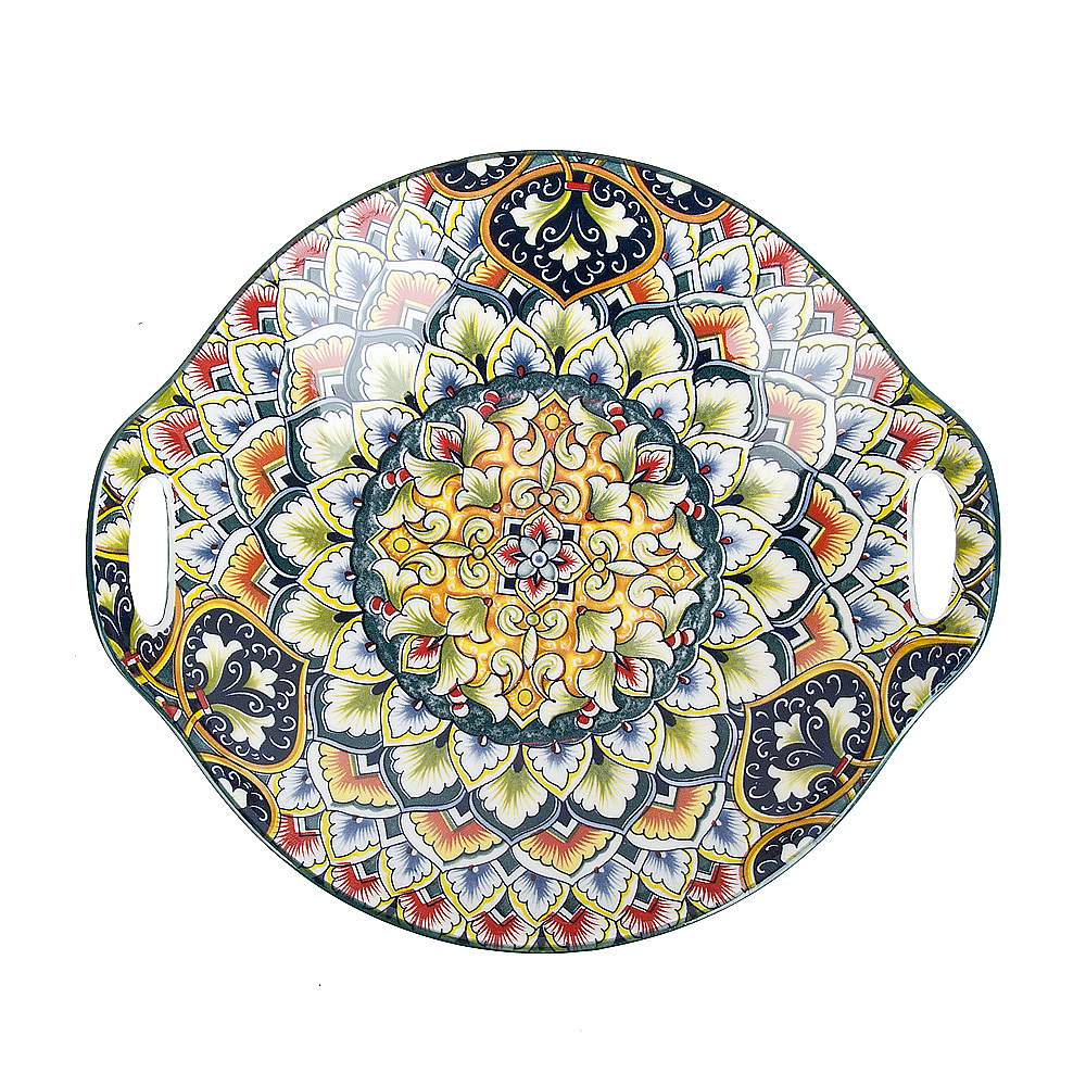 NOUVELLE HOME Arabesque зеленый Блюдо 0860013 с ручками 22,5х20,5х4,5см