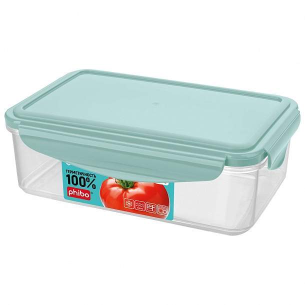 БЫТПЛАСТ Контейнер 4311292 Phibo Smart Lock д/СВЧ 1100мл герметичный 130×200×70мм св.голубой 