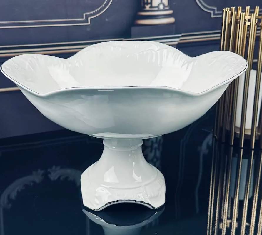 LENARDI Аврора Gold Ваза д/фруктов 305-076 овальная на ножке 33см  