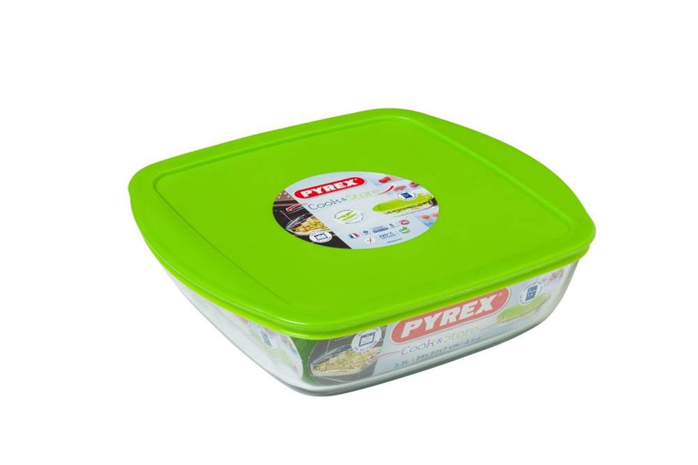 PYREX Cook & Store Блюдо квадратное с крышкой 1л 211P000/5046ST 20x17x6см