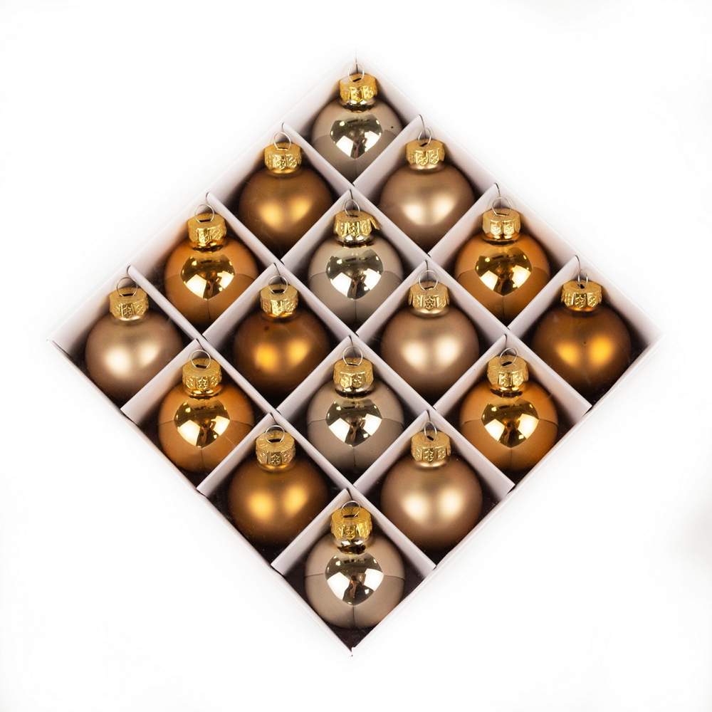 DECOLINE Набор шаров 40мм/16шт микс бронза/шампань E17185-9 (стекло)