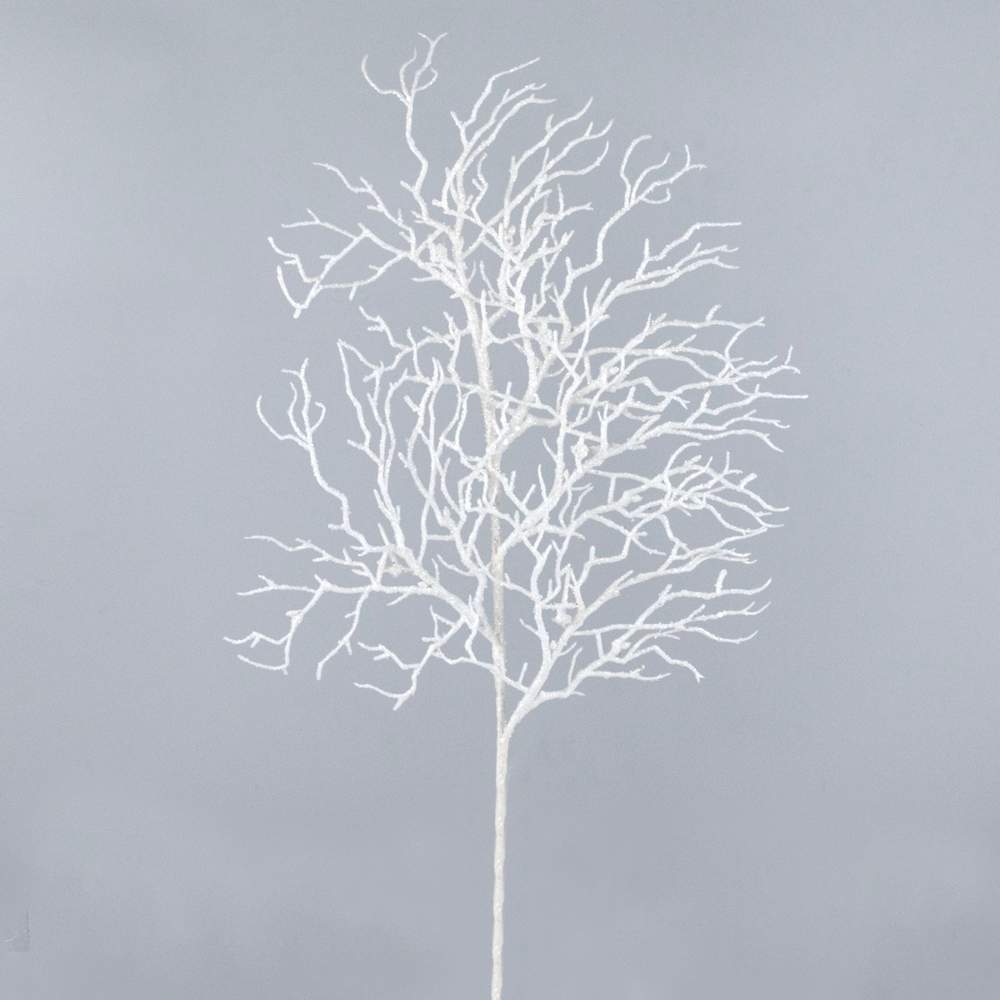 DECOLINE Ветка декоративная HST24-994-4 с глиттером 76см белый 