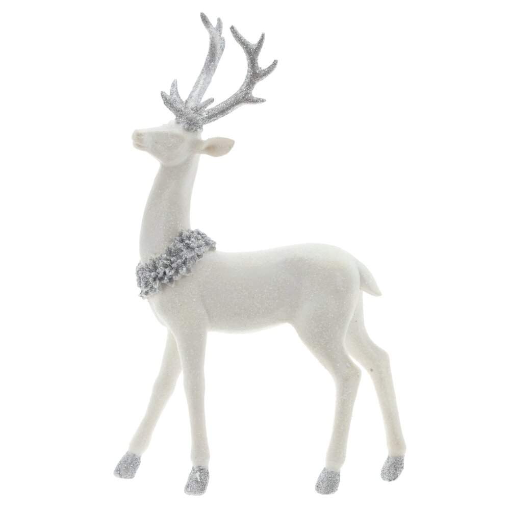 REMECO COLLECTION Фигурка 821655 Олень с лавровым венком белый/серебро 22х8х31см (полимер)