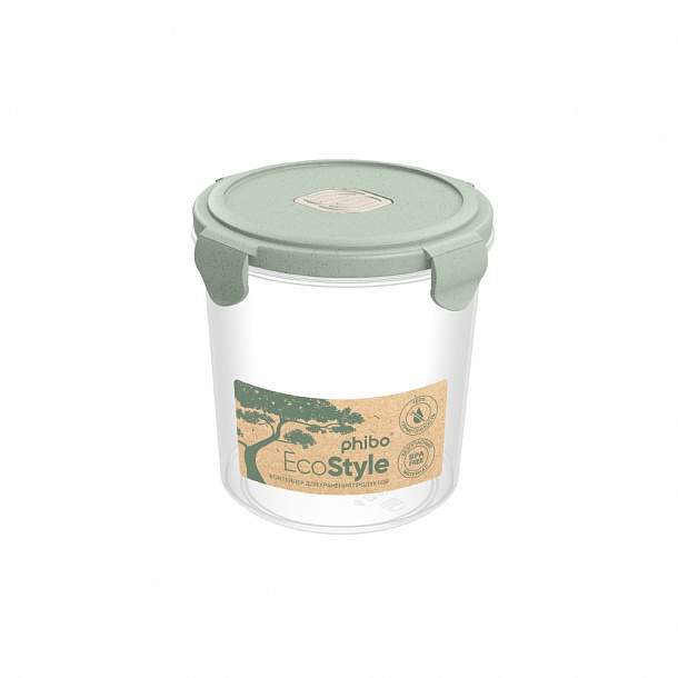 БЫТПЛАСТ Контейнер 433121936 Phibo Eco Style д/СВЧ 1150мл с клапаном 137x137x136мм зеленый флэк 