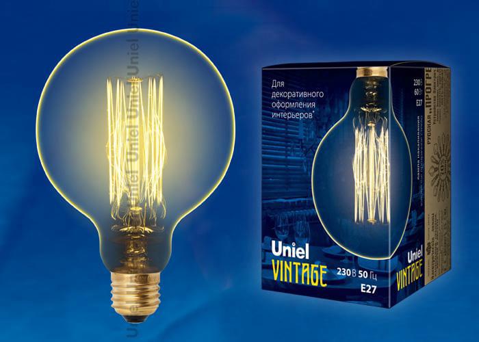 Лампа Uniel IL-V-G125-60/Golden/E27 VW01 Vintage  UL-00000480