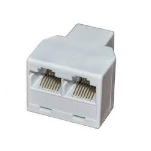 Двойник тел.штек. 2 гнезда 6Р-4С бел. Rexant 03-0031  217874