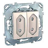 *Розетка SE Unica Беж. 2-ая б/з 10А со штор. MGU5.3131.25ZD