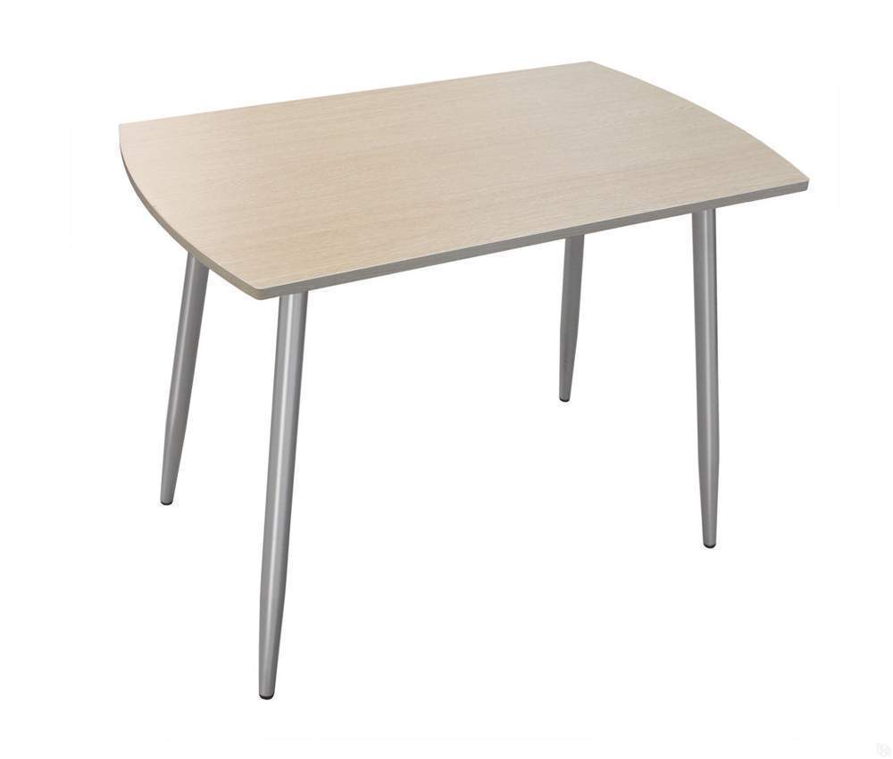 Стол Обеденный Иния б/полки ЛДСП/дуб беленый/д.40 конус белый муар