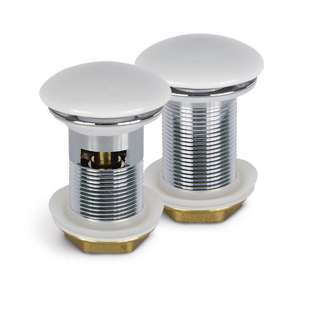 Донный клапан Redo с переливом, керамический, белый