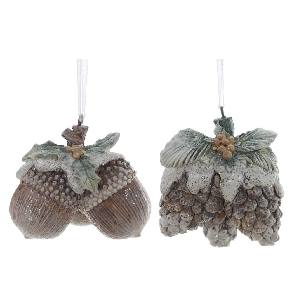 REMECO COLLECTION Украшение 823007 подвесное Шишки/орехи 6х3,5х7см 2 вида (полимер)