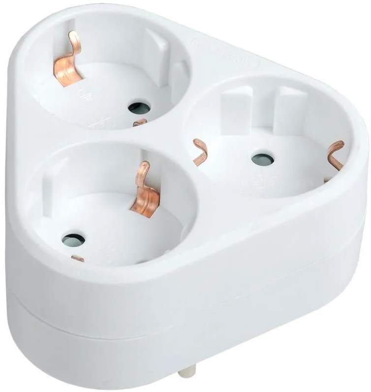 Разветвитель 3-м 16А IP20 Т-01/03 2P+PE треугольн. бел. IEK WTP10-16-03-Z-K01  1317793 