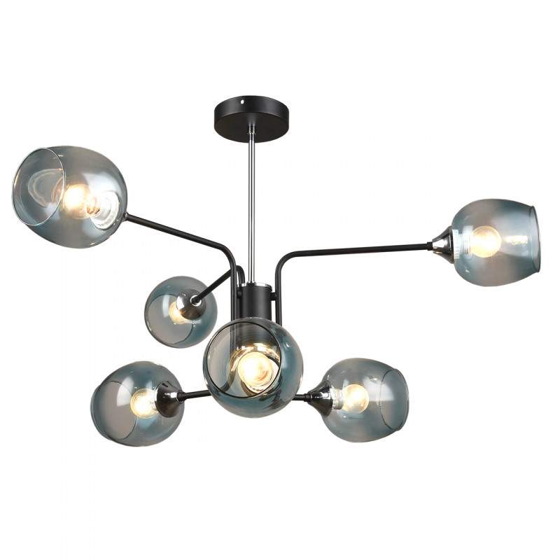 MD.3564-6-S BK+CH  Люстра потолочная