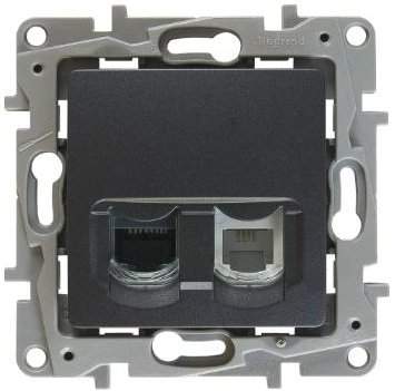 Розетка Etika тел.+комп. антрацит RJ11+ RJ45 5кат UTP 672652