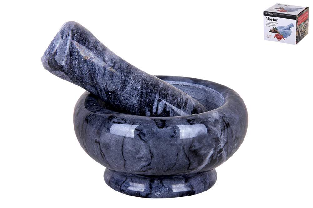 КОРАЛЛ Ступка 172543/5035 с пестиком мрамор черная 8х4,5см