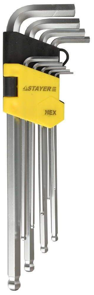Набор Stayer Master ключей имбус. длинные Cr-V  HEX  1,5-10мм 9шт.  2741-Н9-2