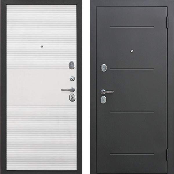 Дверь металлическая Гарда  7,5мм Серебро Белый ясень  960 R 