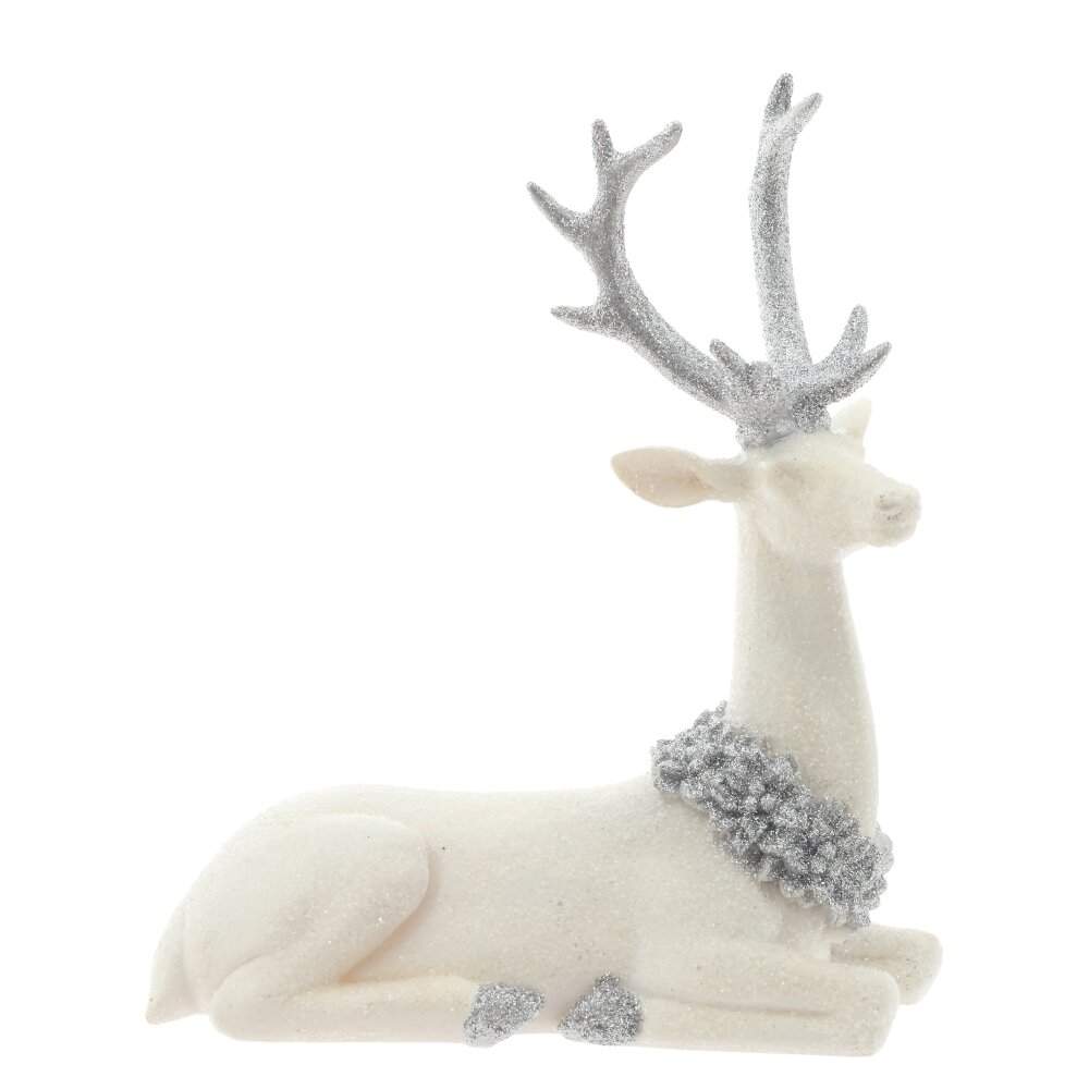 REMECO COLLECTION Фигурка 821656 Олень с лавровым венком белый/серебро 17х8х20см (полимер)