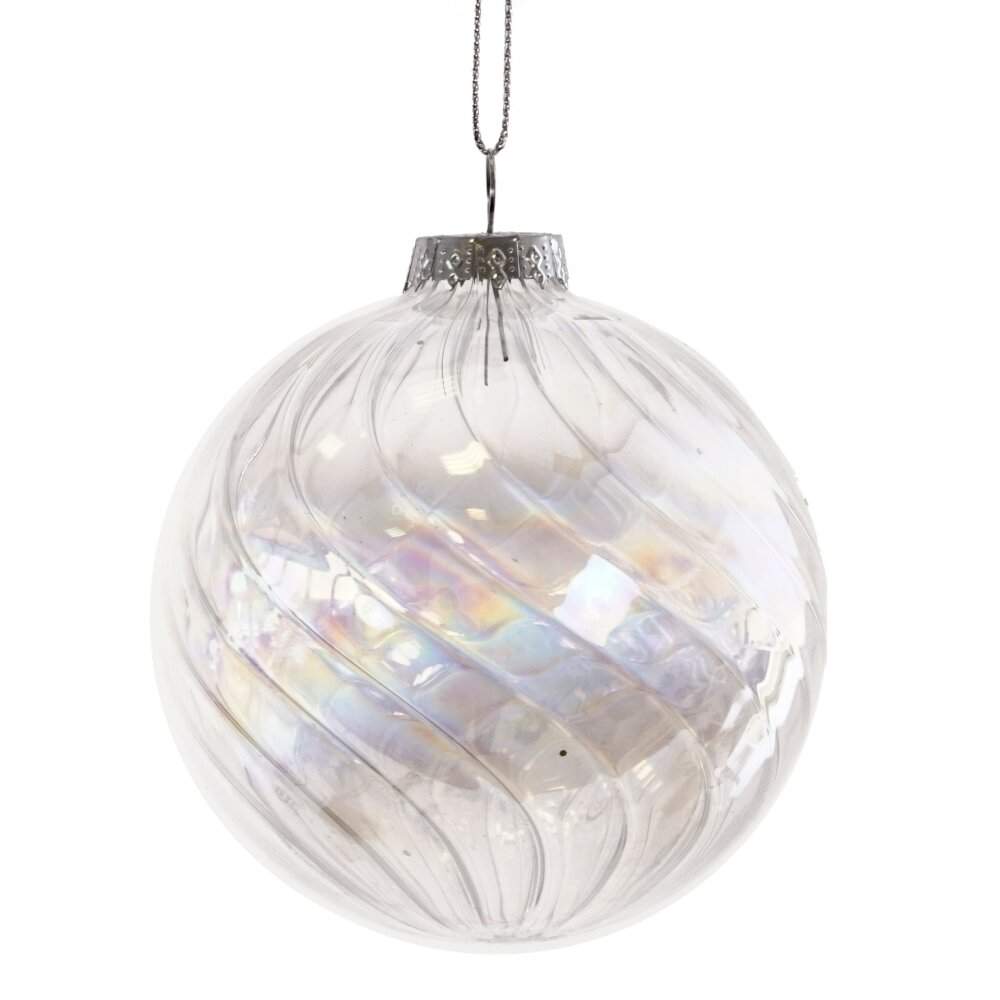 REMECO COLLECTION Игрушка елочная Шар 809564 белый ("бензиновый" эффект) стекло 8см