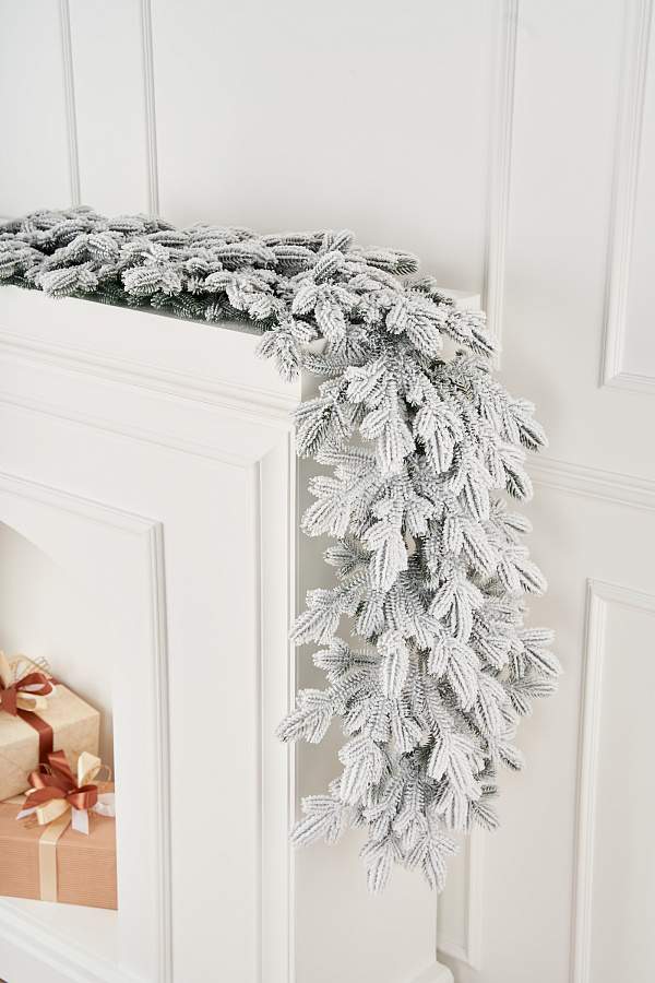 MAX CHRISTMAS Гирлянда рождественская Византийская заснеженная 150*40см 100% литые веточки ГВЗЗ 40