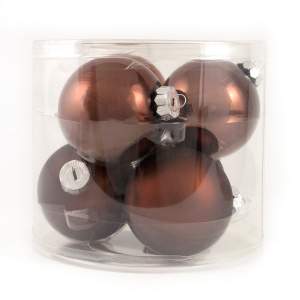 DECOLINE Набор шаров 80мм/6шт коричневый E1778-8 (стекло)