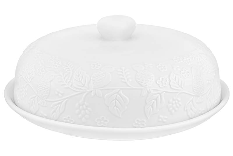 ELAN GALLERY Птички на ветке Блюдо 950269 для блинов с куполом 23х9,5см 
