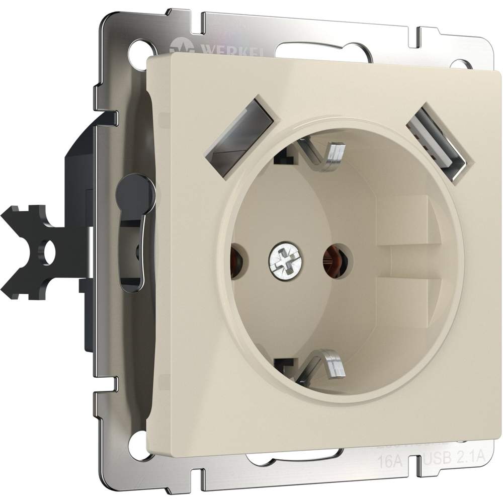 Розетка  Frame USBx2 с/з , шторк.  сл. кость  WL03-SKGS-USBx2-IP20  -  W1171503