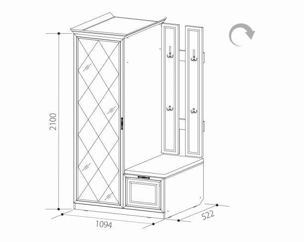 Визит-4  Шкаф комбинированный  МДФ мат.+пр.рамоч.МДФ, Белое дерево+Холст белый мат./рамух/левый