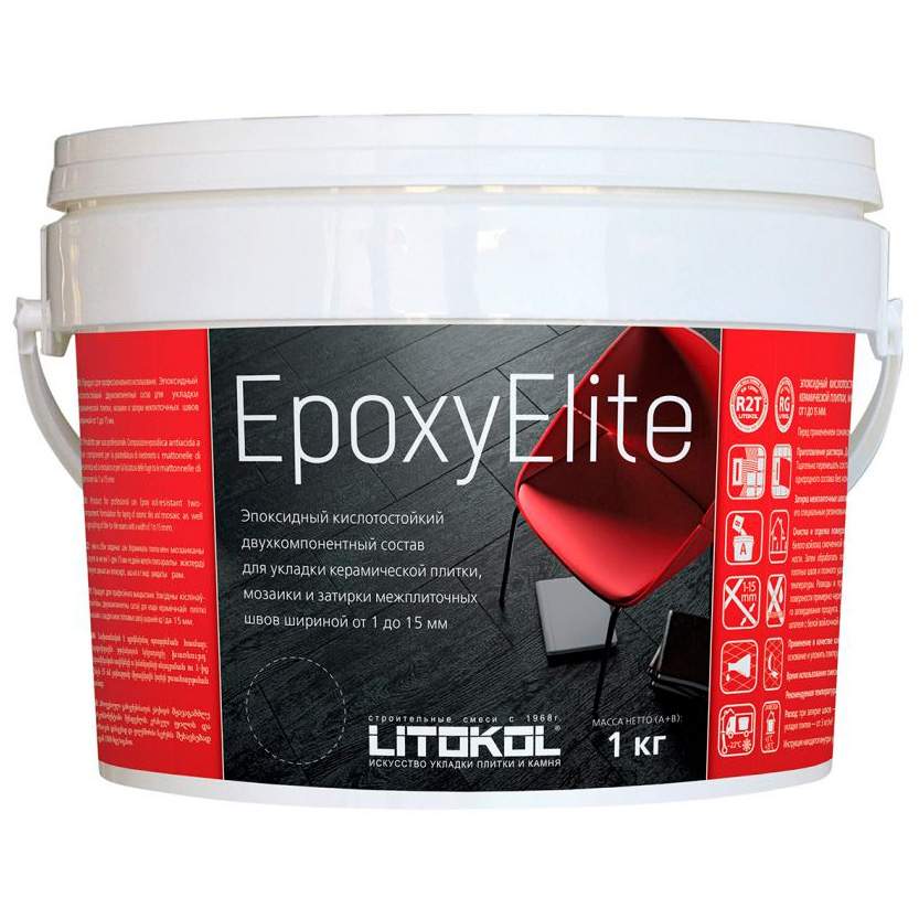 EpoxyElite E.07 Чёрный кофе эпокс.состав д/укладки и затир.мозаики и плитки 1кг bucket