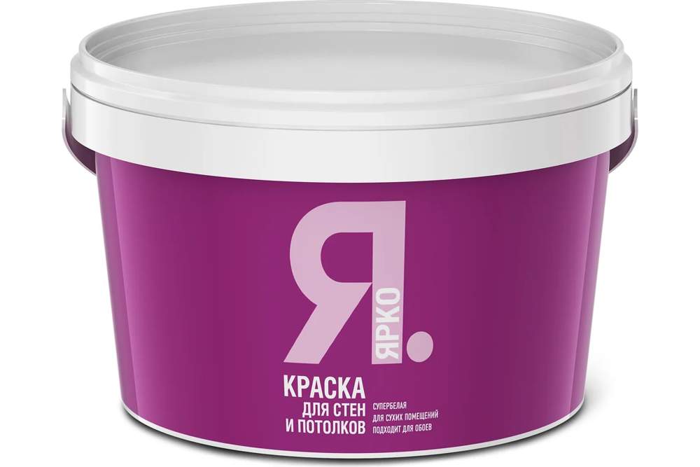 Краска ЯРКО для стен и потолков белая ведро  2,5 кг