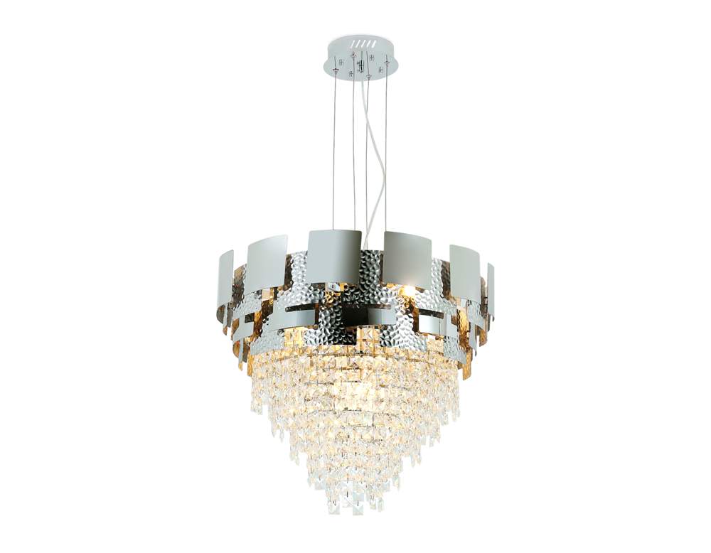TR5242/9 SL/CL Люстра подвес.хрустал. E14/9 max 40W D600*840 серебро/прозр.