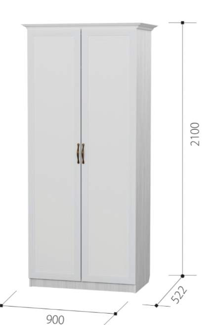 Визит-4  Шкаф для одежды 2-х дверн МДФ мат.+пр.рамоч.МДФ, Белое дерево+Холст белый мат./рамух/