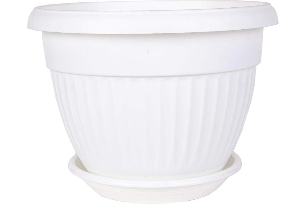 Горшок Флора д.17см(1,6л) белый с поддоном 5ПЛ0277 (5Plast)