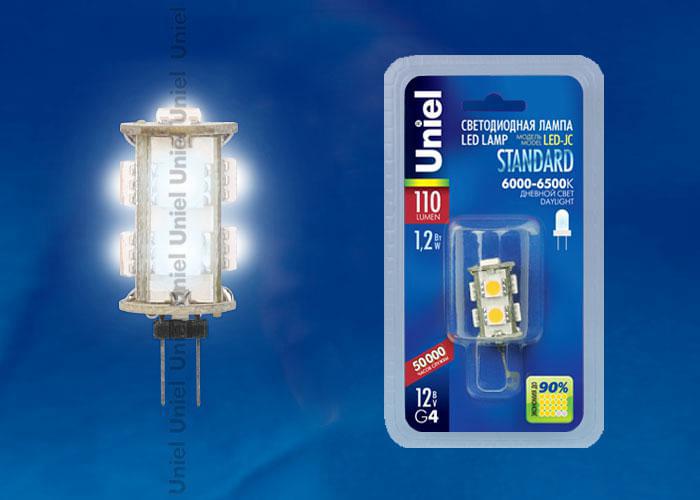 Лампа Uniel LED-JC-12/1,2W/NW/G4 100Im Corn  