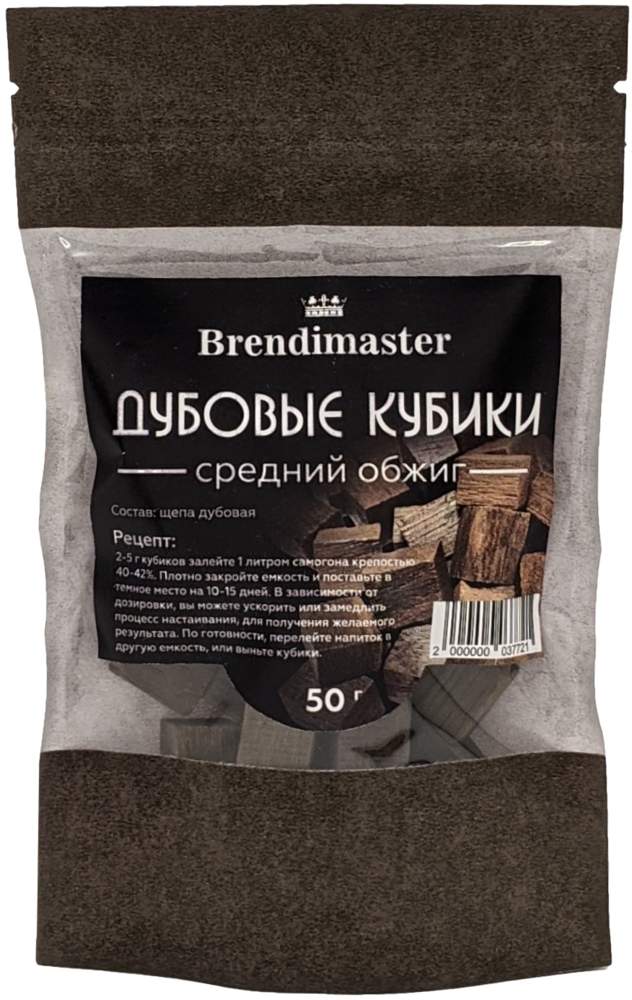 Щепа дубовая (кубики) Средний обжиг 50гр 03490
