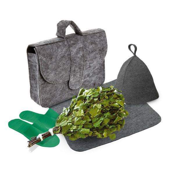 Набор  "Банные штучки" портфель, веник, шапка,коврик,тапочки  /5 пр./  34218