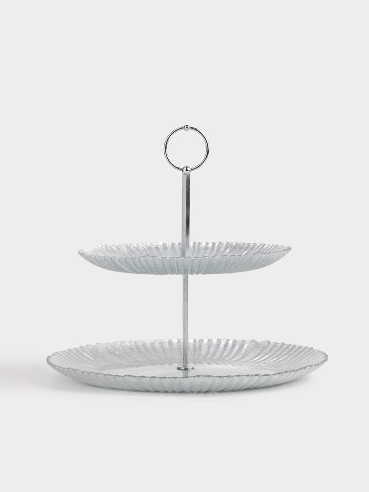 ANNA LAFARG Avila серебро Этажерка 2-х ярусн. 21х28/26 стекло ANLAF-3-1909038