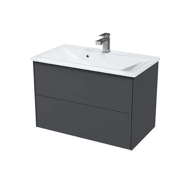 Тумба подвес.Ultra 80 серая мат.2 ящ. + раковина Premier 800