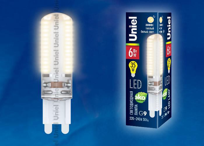 Лампа Uniel LED-JCD-6W/WW/G9/CL SIZ03TR