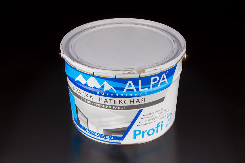Краска Alpa Profi 3 латексная супермоющаяся супербелая 10л
